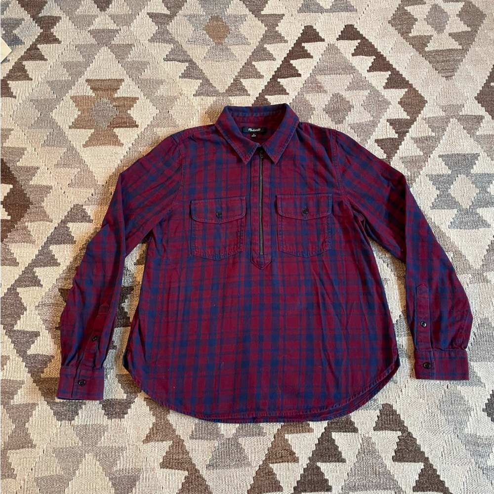 Madewell flannel popover half zip
